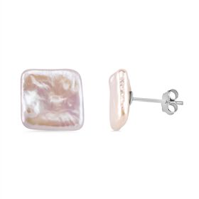 Keshi Perle Ohrringe 925 Silber rhodiniert
