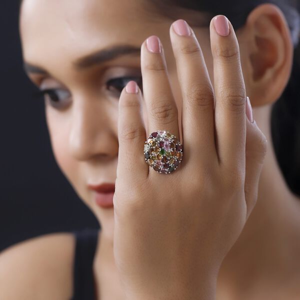 Nat&uuml;rlicher, mehrfarbiger Turmalin-Ring, 925 Silber platiniert (Gr&ouml;&szlig;e 17.00) ca. 5.58 ct image number 3