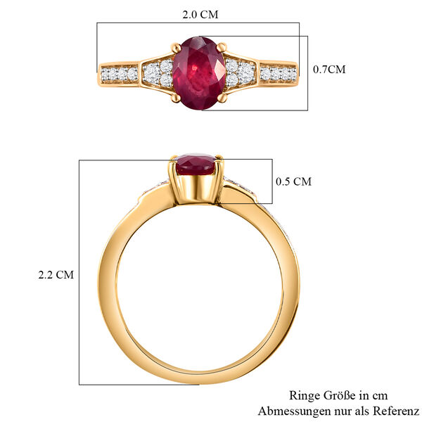 Afrikanischer Rubin und wei&szlig;er Zirkon-Ring, 925 Silber vergoldet  ca. 1,27 ct image number 7