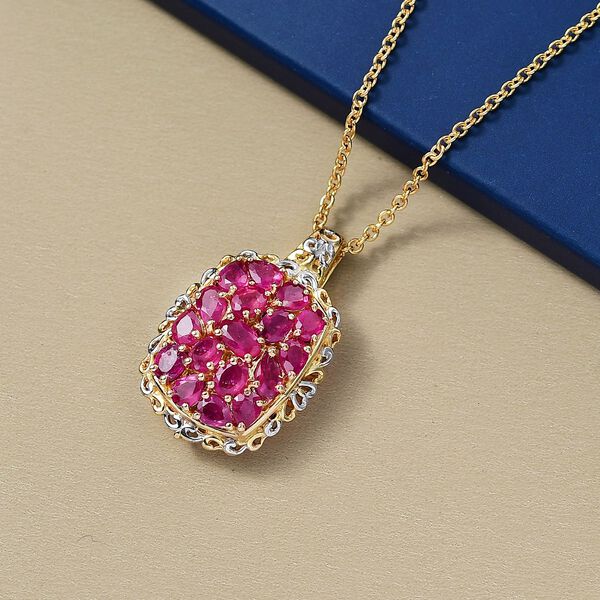 Niassa Rubin Schmuckset ca. 50 cm Nickelfreies Messing platiniert und vergoldet und 316L Edelstahl platiniert ca. 4.30 ct image number 2