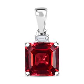 AAA Lab Created Padparadscha-Saphir, Lab Grown Diamant Anhänger 417 Gold ca. 3,18 ct.