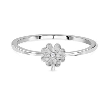 Handgearbeiteter Kleeblatt-Ring in platiniertem Silber