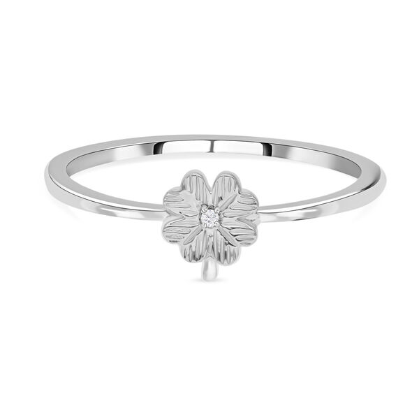 Handgearbeiteter Kleeblatt-Ring in platiniertem Silber