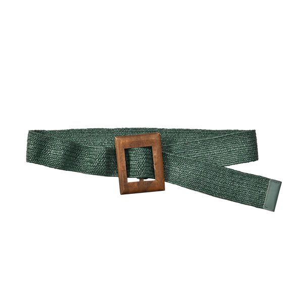 Elastischer G&uuml;rtel mit Holzschnalle, Gr&uuml;n