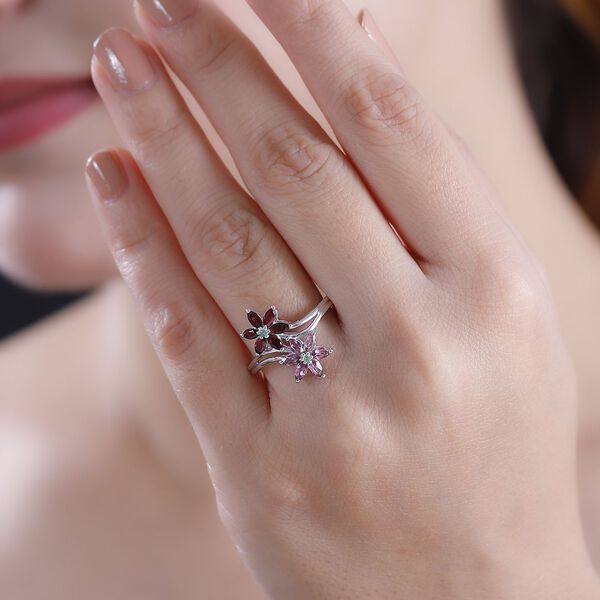 Roter, Lotus und Tsavorite Granat-Ring - 1,27 ct. image number 2