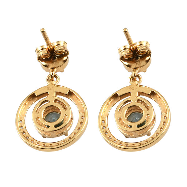 Kambodschanischer blauer Zirkon Ohrringe 925 Silber vergoldet ca. 3,10 ct image number 4