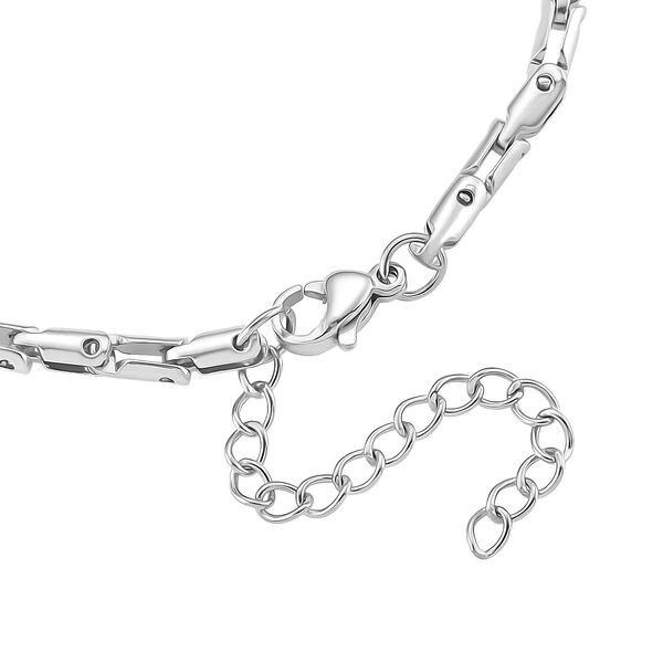 2er-Set Armbänder, Edelstahl, Bambus-Design und Schlangenarmband-Optik, Silberfarben, ca. 19 cm image number 7