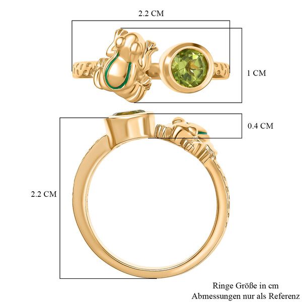 GP Trionfo Kollektion - AA Nat&uuml;rlicher Peridot, Kanchanaburi Blauer Saphir Ring, 925 Silber 750 Gelb Vergoldet (Gr&ouml;&szlig;e 19.00) ca. 0.58 ct image number 7