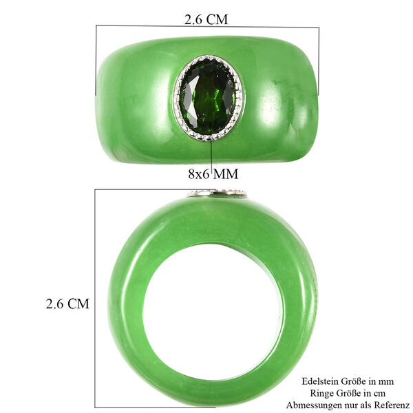 Nat&uuml;rlicher Chromdiopsid und gr&uuml;ner Jade-Ring - 49,79 ct. image number 5