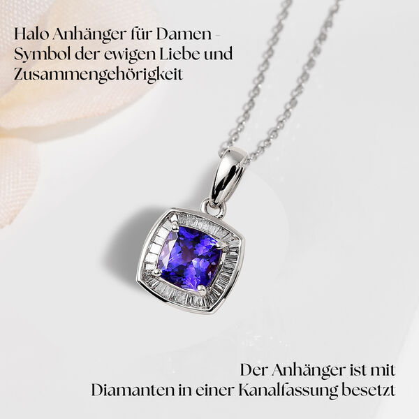 AAA Tansanit und Diamant Anh&auml;nger in 585 Gelbgold - 1,59 ct. image number 4