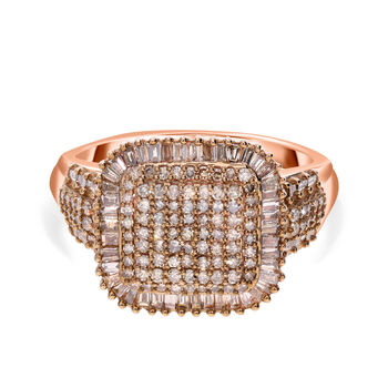 Nat&uuml;rlicher Champagner Diamant Ring, 925 Silber Ros&eacute;gold Vermeil (Gr&ouml;&szlig;e 17.00) ca. 1.00 ct