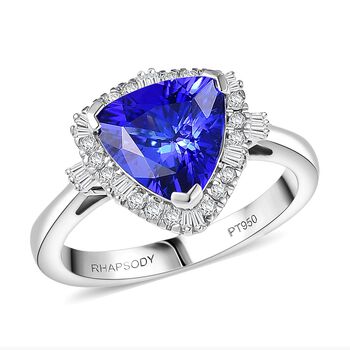 RHAPSODY AAAA Tansanit und Diamant Ring in 950 Platin - 3,02 ct.