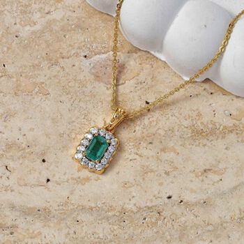 D'Joy AAA Kagem Sambischer Smaragd, Moissanit Schmuckset ca. 50 cm 925 Silber 750 Gelbgold vermeil ca. 0.76 ct