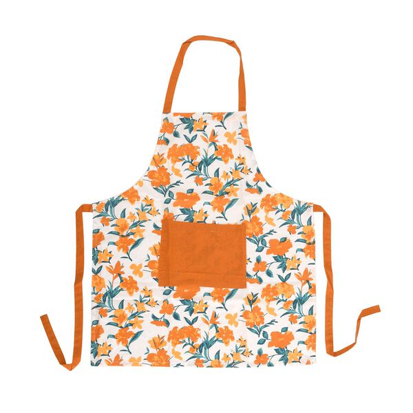 4er Set - 100% Baumwolle: Sch&uuml;rze, Handschuh, Topflappen, K&uuml;chentuch, Orange image number 4