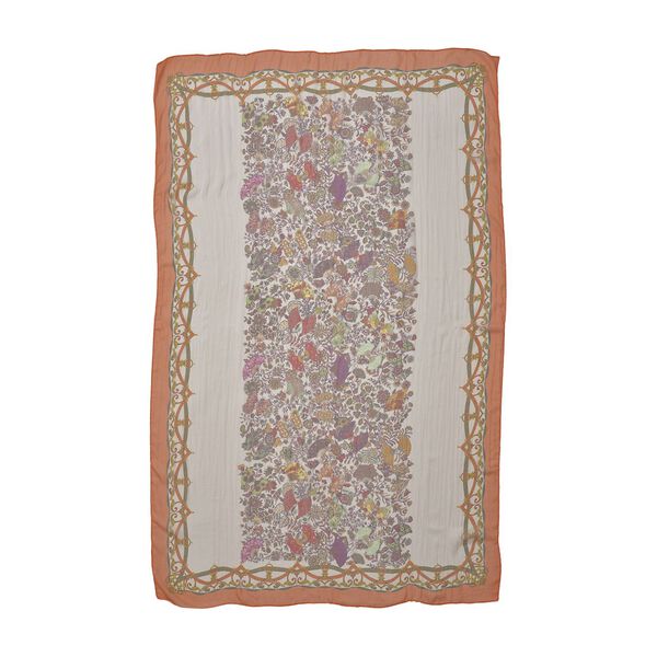 LA MAREY bedruckter Seidenschal, Orange und braun image number 1