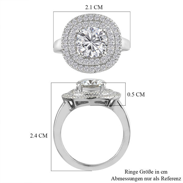 88 Facetten Moissanit Ring 925 Silber platiniert  ca. 2,01 ct image number 7