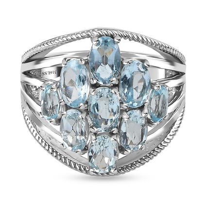 Himmelblauer Topas Ring, Edelstahl (Größe 16.00) ca. 4.52 ct