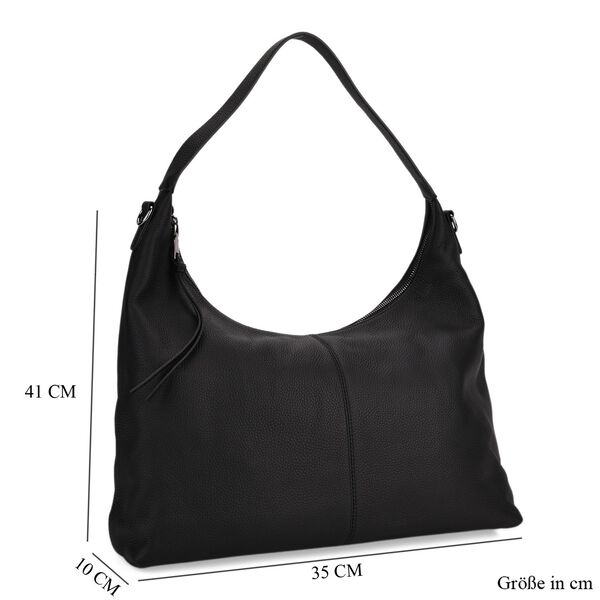 Echtleder-Hobo-Tasche mit abnehmbarem Schulterriemen, 41x10x35cm, Tiefschwarz image number 8