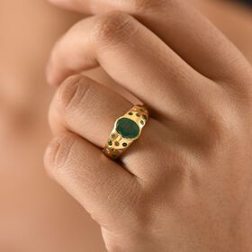 Kagem Sambischer Smaragd, Natürlicher Chromdiopsid Ring 925 Silber 750 Gelbgold Vermeil (Größe 18.00) ca. 1,52 ct