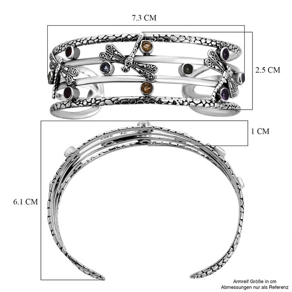 Royal Bali Kollektion - Roter Granat, Himmelblauer Topas Armreif ca. 19 cm 925 Silber ca. 2.89 ct image number 5