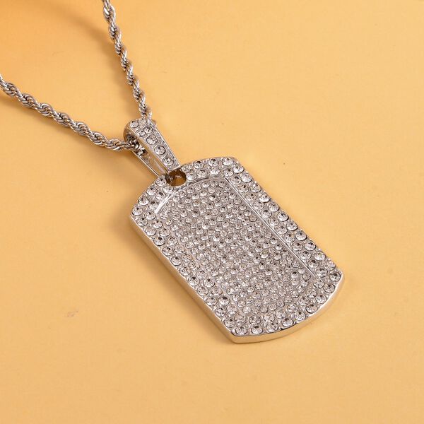 Wei&szlig;er Kristall-Anh&auml;nger mit Kette in Silberton - 8 ct. image number 2