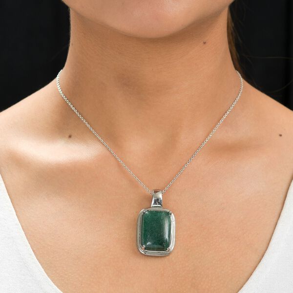 Grüner Aventurin Anhänger  Edelstahl ca. 27.00 ct image number 3