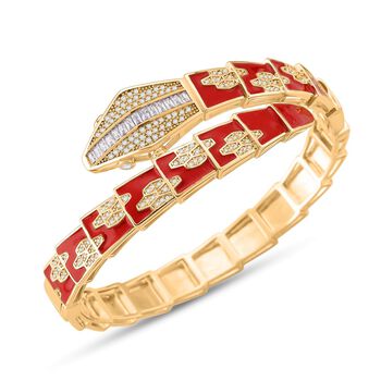 Wei&szlig;er Zirkonia Armreif ca. 19 cm Nickelfreies Messing emailliert