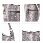 Hobo-Tasche aus 100% echtem Leder, Schlangenhautmuster, Grau  image number 5