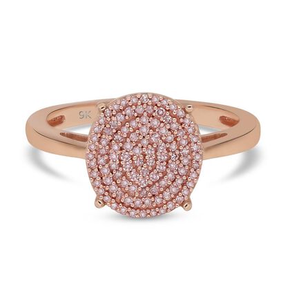 Natürlicher, rosa Diamant-Ring, 375 Roségold (Größe 20.00) ca. 0,25 ct