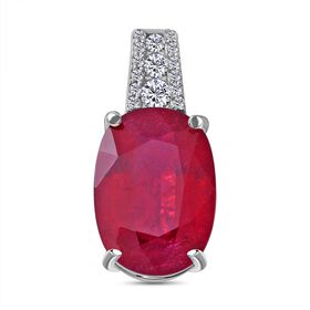 AAA afrikanischer Rubin und Moissanit-Anhänger in Silber, 8,59 ct.