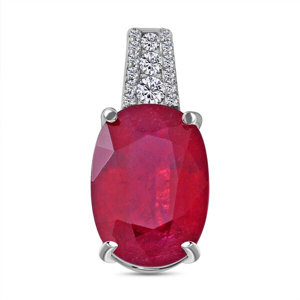 AAA afrikanischer Rubin und Moissanit-Anh&auml;nger in Silber, 8,59 ct.