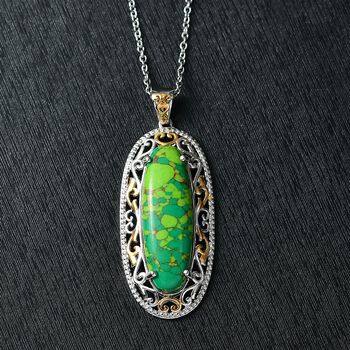 Gr&uuml;ner T&uuml;rkis Anh&auml;nger mit 50cm Kette -  17 ct.