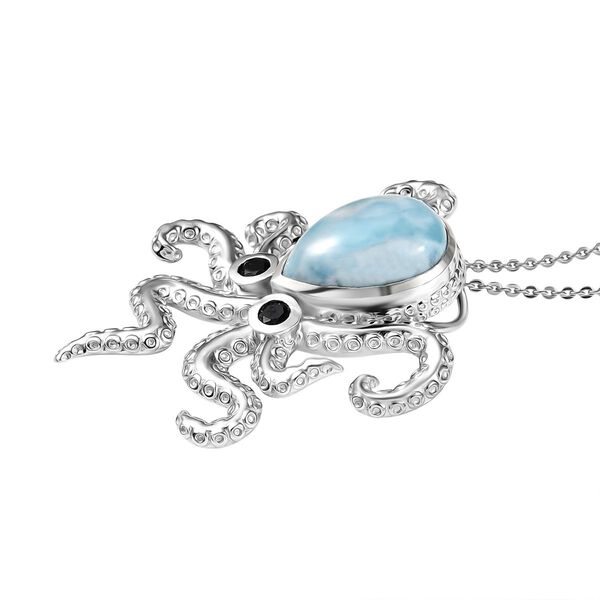 GP Trionfo Kollektion - Larimar, schwarzer Spinell und blauer Saphir Anh&auml;nger mit 45cm Kette - 6,27 ct. image number 5