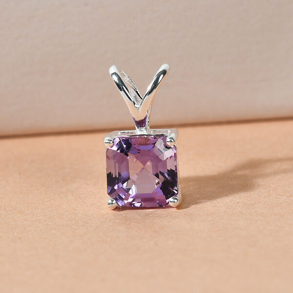 Asscher schliff Rose de France Amethyst Anh&auml;nger 925 Silber ca. 1,68 ct image number 2