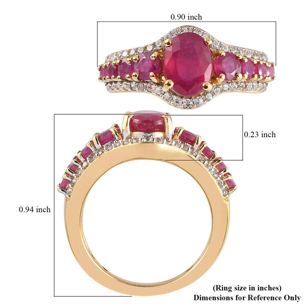 Afrikanischer Rubin und Zirkon-Ring, (Fissure gef&uuml;llt), 925 Silber vergoldet image number 7