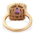 Afrikanischer Amethyst und Zirkon Ring 925 Silber 585 Vergoldet image number 5