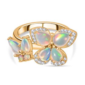 AA Natürlicher, äthiopischer Welo Opal und Zirkon Ring - 2,12 ct.