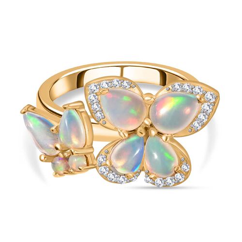 AA Natürlicher, äthiopischer Welo Opal und Zirkon Ring - 2,12 ct. image number 0