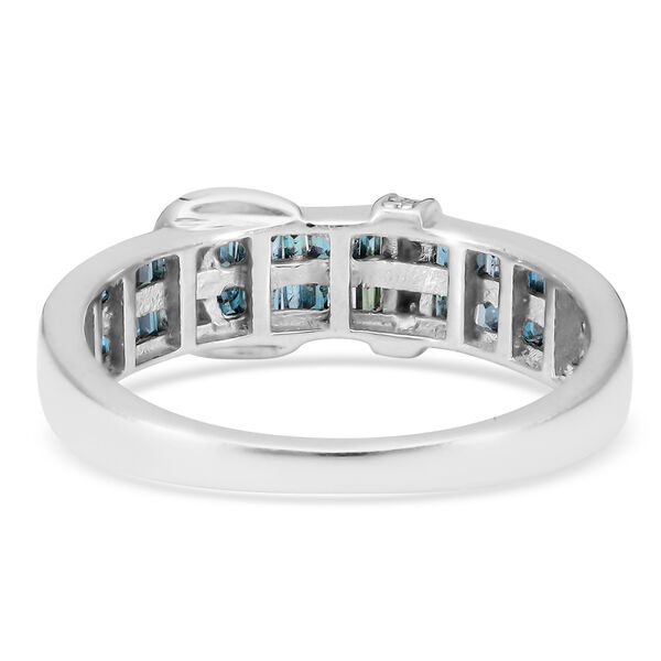 Blauer und Weißer Diamant Schnalle Ring 925 Silber platiniert  ca. 0,50 ct image number 5