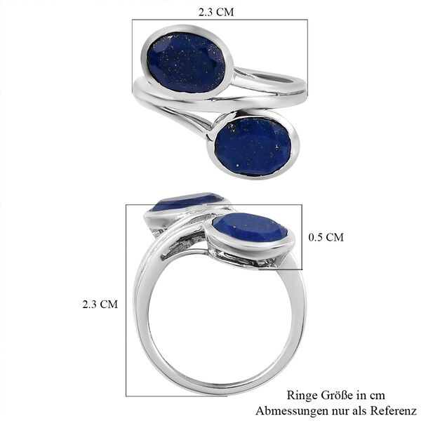 Lapislazuli Bypass Ring 925 Sliber Platin-&Uuml;berzug image number 7