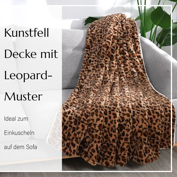 Kunstfell Decke mit Leopardenmuster,  Braun image number 7
