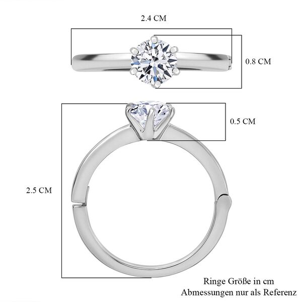 LUXURIANT SGL zertifizierter SI-GH Labor Diamant Solit&auml;r Ring, 925 Silber rhodiniert - 1 ct. image number 8