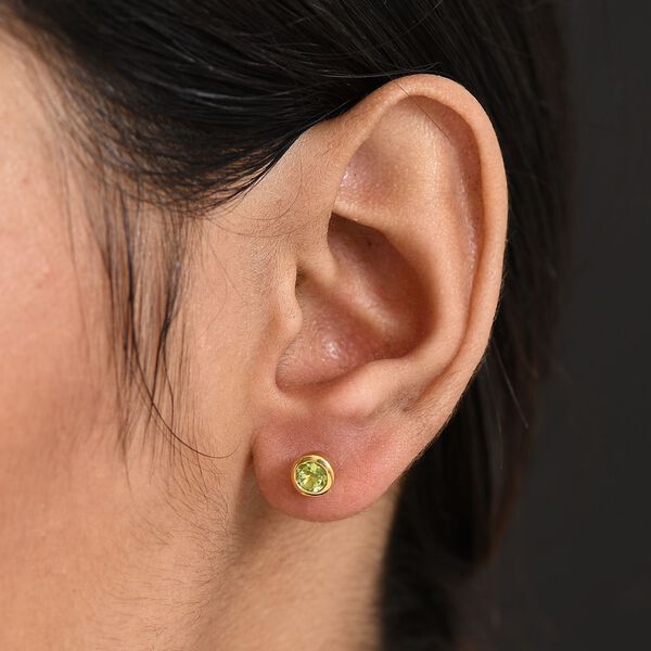 Peridot Ohrringe, 925 Silber 750 Gelbgold Vermeil - 0,61 ct. image number 3