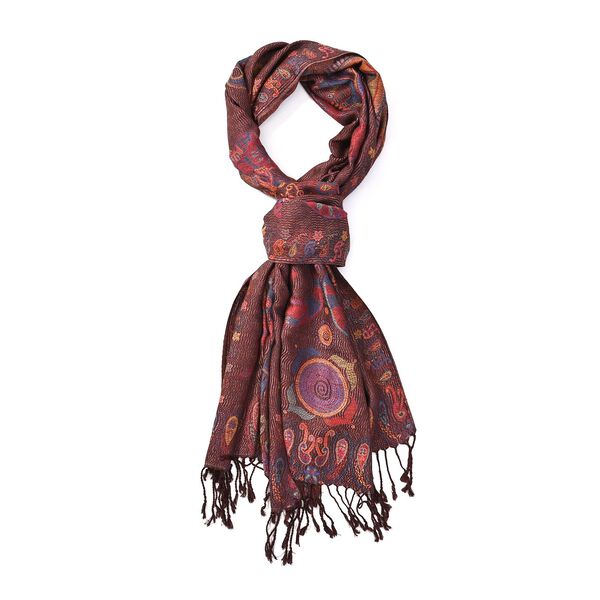 Schal mit Elefantenmuster, Dunkelbraun