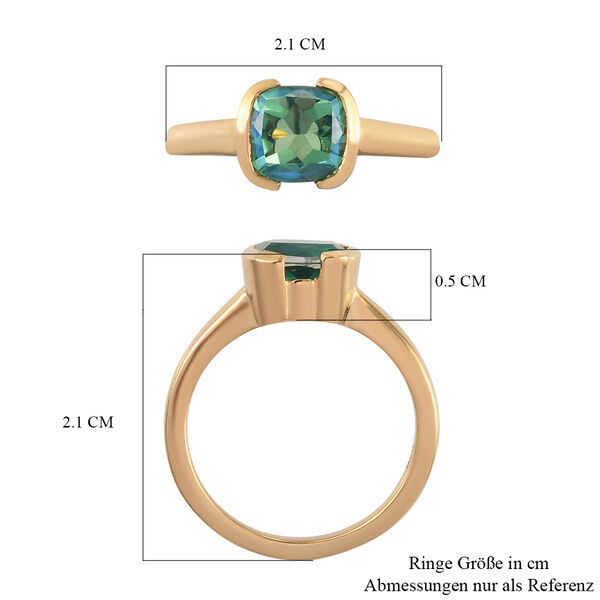 Pfau Triplett Quarz Solit&auml;r Ring 925 Silber vergoldet image number 7