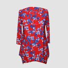 Damen Longline gedrucktes Top, Rot und Mehrfarbig, Blumenmuster, Größe: L