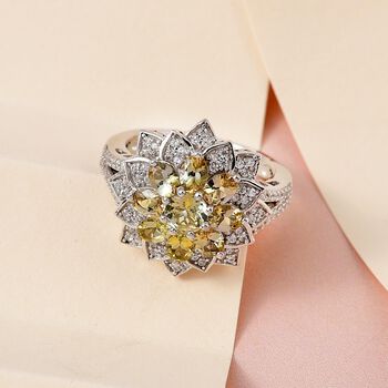 Nat&uuml;rlicher, goldener Tansanit und Zirkon-Cocktail-Ring - 2,58 ct.