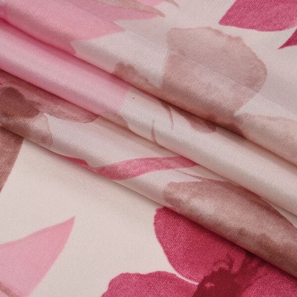 LA MAREY 100% Maulbeerseiden Schal, rosa Bl&uuml;ten image number 4