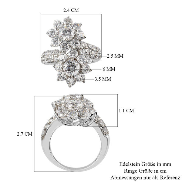 LUSTRO STELLA Hergestellt mit ZIRKONIA Ring 925 Silber Platin-&Uuml;berzug (Gr&ouml;&szlig;e 17.00) ca. 10,03 ct image number 6