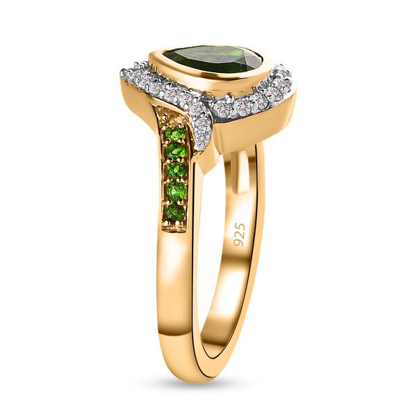 Natürlicher Chromdiopsid und weißer Zirkon-Ring, 925 Silber vergoldet  ca. 1,09 ct image number 6